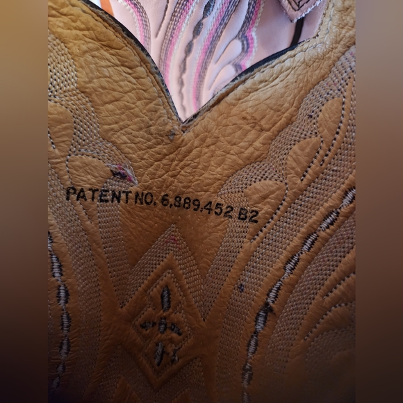 JUSTIN Punchy Pink Westerner Cowhide Foot COFFEE Leather Cowgirl Boots 8.5B EU C - Picture 15 of 16